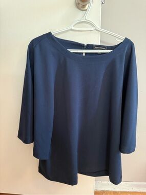 Banana Republic Navy Boatneck Elbow-Sleeve Blouse